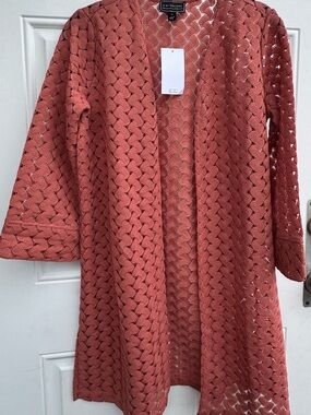 G by Giuliana Coral Open-Knit Long Cardigan
